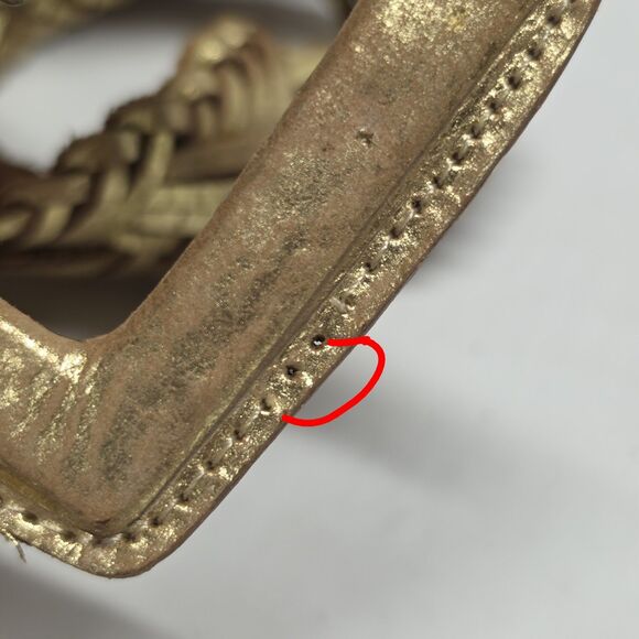 VTG Simply Vera Wang Metallic Distressed Gold Braided Woven Wide Belt XL Boho main image 8